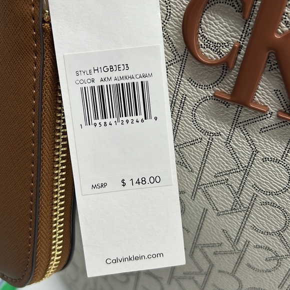 2187- Calvin Klein Almond and Brown Colors Women's Tote Bag NWT - Picture 6 of 10